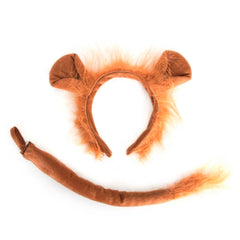 Plush lion ears and tail set for costumes, suitable for kids and adults