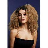 Lizzo Curly Wig - Caramel, centre parting, 40cm.