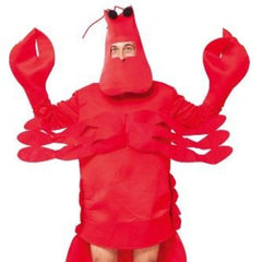 Adult lobster costume with red foam body suit, claws and lobster headpiece
