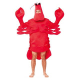 Adult lobster costume with red foam body suit, claws and lobster headpiece
