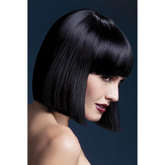 Lola Fever Blunt Bob Wig in black – 12 inch heat-style able synthetic wig with adjustable cap and realistic skin crown