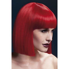 Lola blunt cut red bob wig with natural parting, 30cm