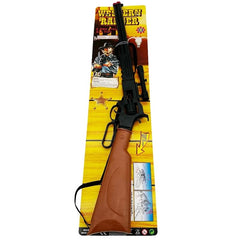 Long Black Metal Toy Rifle – 64 cm cap gun with realistic design and 8-shot ring cap functionality
