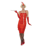 Long Flapper Costume - Red dress with fringing on front and back.