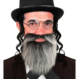 Long Grey and Black Beard and Moustache Worn with Top Hat Costume