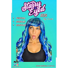Long luxe curl blue wig with soft loose curls