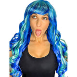 Long luxe curl blue wig with soft loose curls