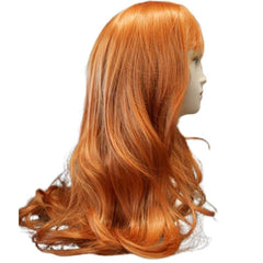 Long orange straight costume wig with fringe
