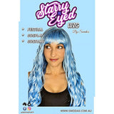 Packaging for long pastel smokey blue wig