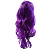 Purple wig with wavy hair on a white background