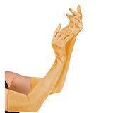 Gold long satin elastane gloves 60cm