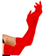 Black long satin elastane gloves 60cm