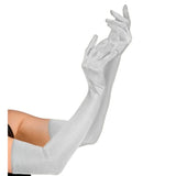 Silver long satin elastane gloves 60cm