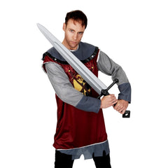 100cm long plastic sword with black handle, ideal for knight or fantasy costumes and roleplay