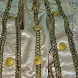 Louis XVI Antique Rose Costume – Hire, close-up of ornate button and braid detailing, Brisbane