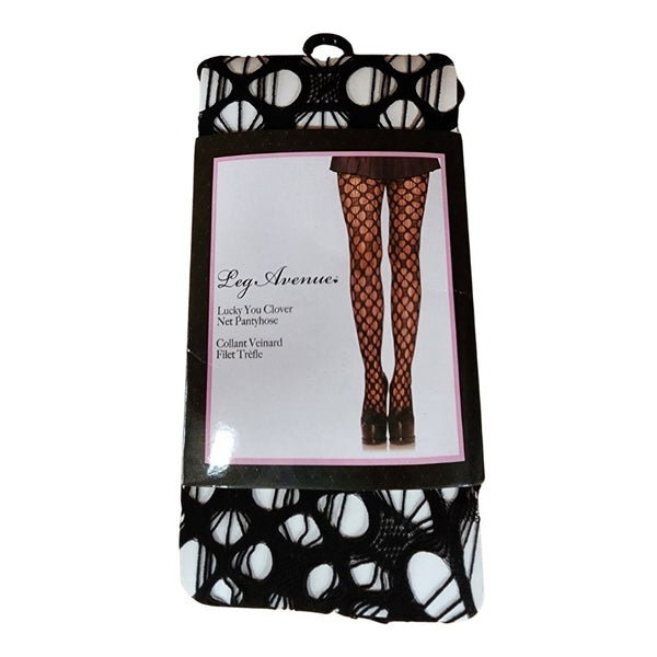 Lucky You Clover Net Pantyhose, bold net design one size.