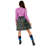 luna lovegood adult costume with printed jacket and knee length skirt.