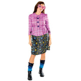 Luna Lovegood adult costume front view pink jacket skirt and glasses