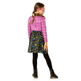 Black and pink printed Luna Lovegood costume with glittery glasses