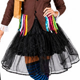 Close up of mad hatter ladies costume skirt