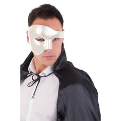 Phantom of the Opera inspired Maestro mask in a shiny cream colour, perfect for masquerade balls or themed parties.