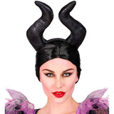 Malefica horns headband is worn with a black wig