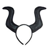 Black Malefica horns headband costume accessory for Halloween and fairy-tale villain outfits