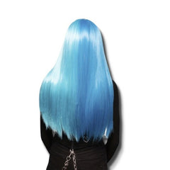 Manic Panic Atomic Split Ultra Vamp Wig, long, no fringe, heat resistant two tone blue wig.
