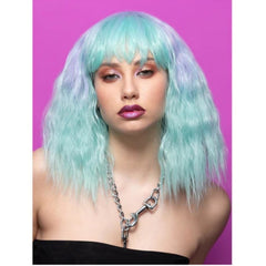 Manic Panic® Lavender Mist™ Trash Goddess™ Wig, shoulder length teal  wig with splashes of lavender, heat resistant.