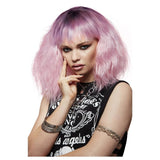 Manic Panic Love Kitten Trash Goddess Pink Wig, heat resistane, pink with dark roots, crinkle shoulder length cut.