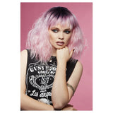 Manic Panic Love Kitten Trash Goddess Pink Wig, heat resistant, pink with dark roots, crinkle style, shoulder length.