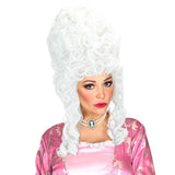 Tall white aristocratic wig with curled sides