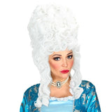 Marie Antoinette wig tall white with side curls for royal and historical costumes