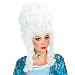 Marie Antoinette wig tall white with side curls for royal and historical costumes
