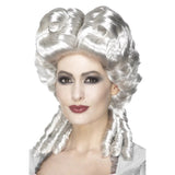 Deluxe Marie Antoinette Wig, White, updo with ringlets hanging down.
