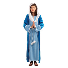 Mary Deluxe Child's Costume, blue robe with attached white headpiece