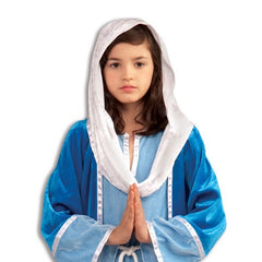 Mary Deluxe Child's Costume, blue robe with attached white headpiece