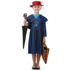 Mary Poppins Returns Accessory Set – includes a printed felt 'carpet' bag with handles and a folding felt umbrella featuring an adjustable metal shaft and parrot design on the handle.