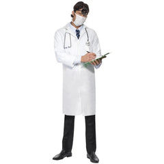 White medical lab coat and mask costume set