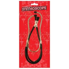 Medical Stethoscope Prop by Dr Toms. Lightweight plastic costume stethoscope with silver and black detail. Ideal for doctor or nurse dress-ups.
