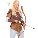 Person in a fantasy archer costume holding a bow and arrows on a white background