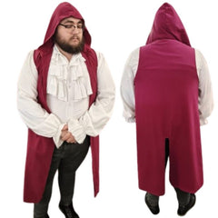 Medieval open front hooded robe cloak costume