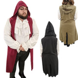 Medieval open front hooded robe cloak costume