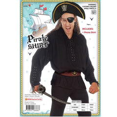 Medieval Pirate Shirt - Black shirt with lacing at the chest and cuffs.