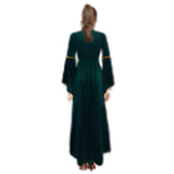 Medieval queen green dress costume adult back view