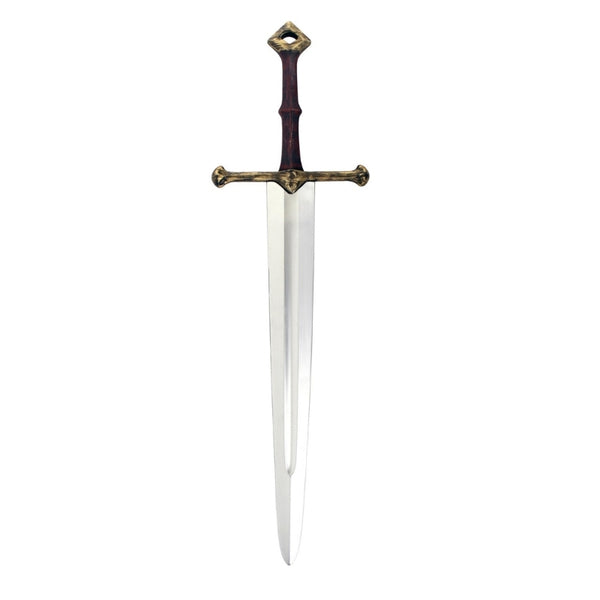 Medieval sword prop 98cm with redwood-look handle for knight and crusader costumes