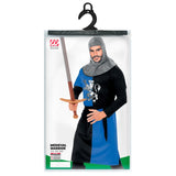 Medieval warrior costume black blue packaging