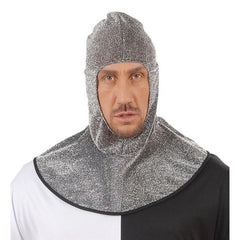 Medieval warrior hood with chainmail-style fabric design