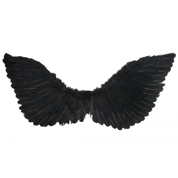 Medium black feather wings wings-up design