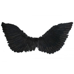 Medium black feather wings wings-up design